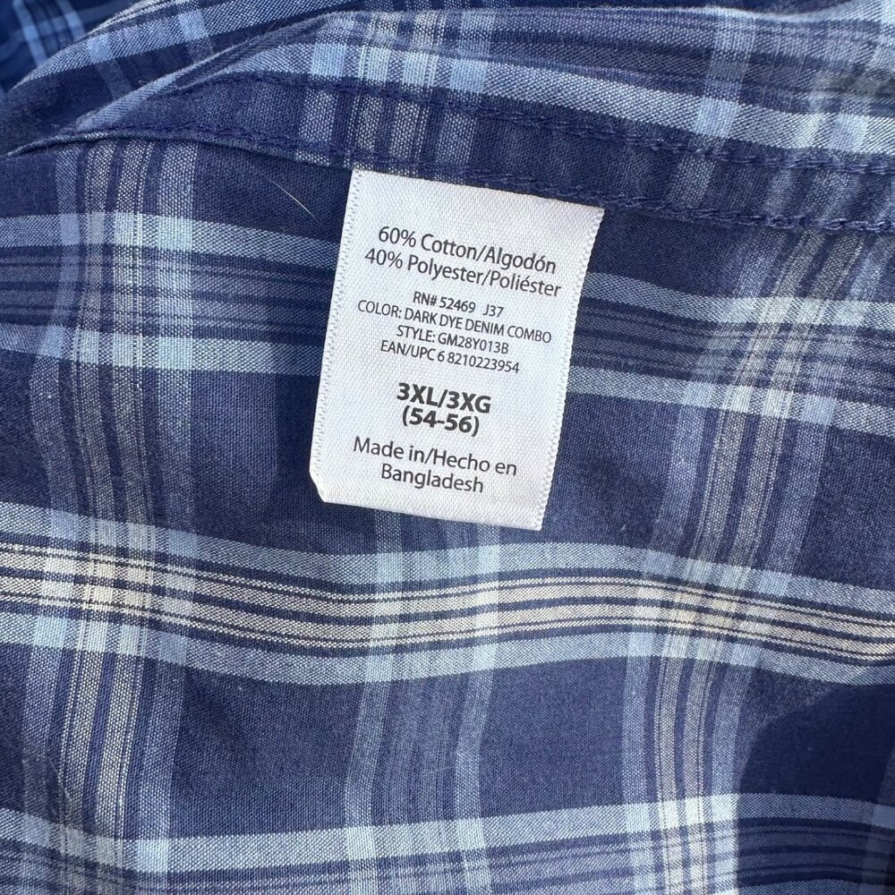 George Blue Plaid Button Down Short Sleeve Mens Shirt Size 3XL - Picture 6 of 10
